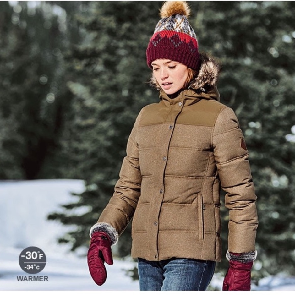 Eddie Bauer Noble Down Jacket Chestnut Brown Puffer Coat Winter Womens Large
